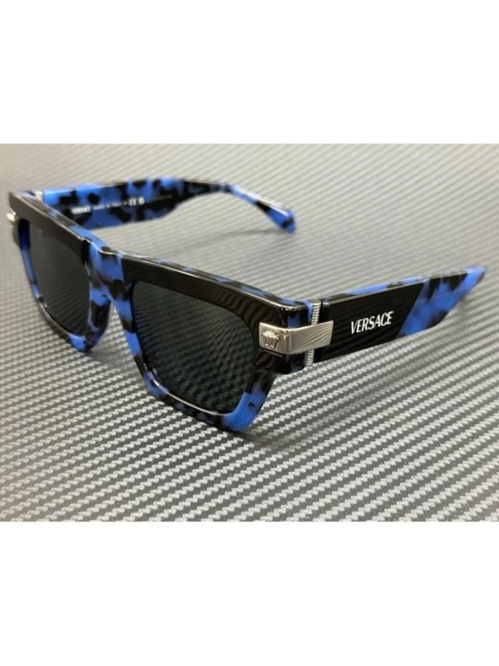 New Versace Men Havana Blue Sunglasses 55-20-145